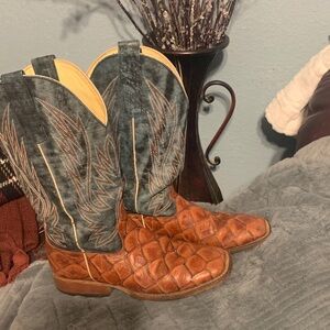 HP Brown and Blue Western Boots